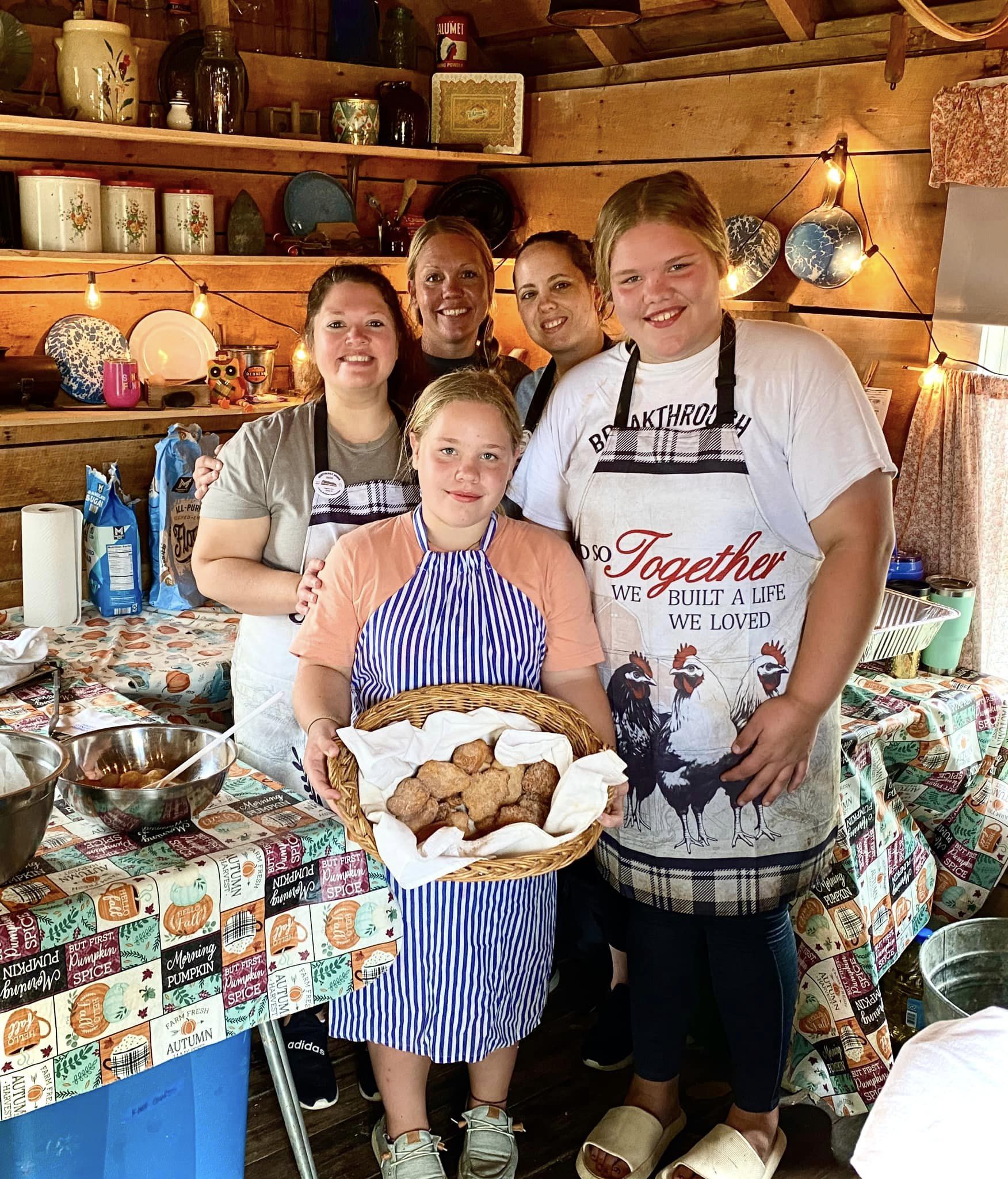 Andrea's crew in the summer kitchen